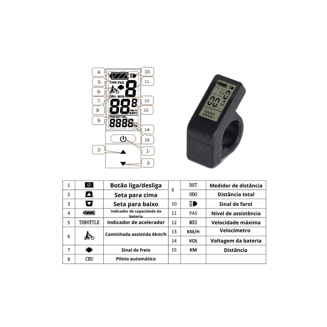 Painel para bicicleta elétrica | Display LCD4 - Kit bicicleta elétrica ...